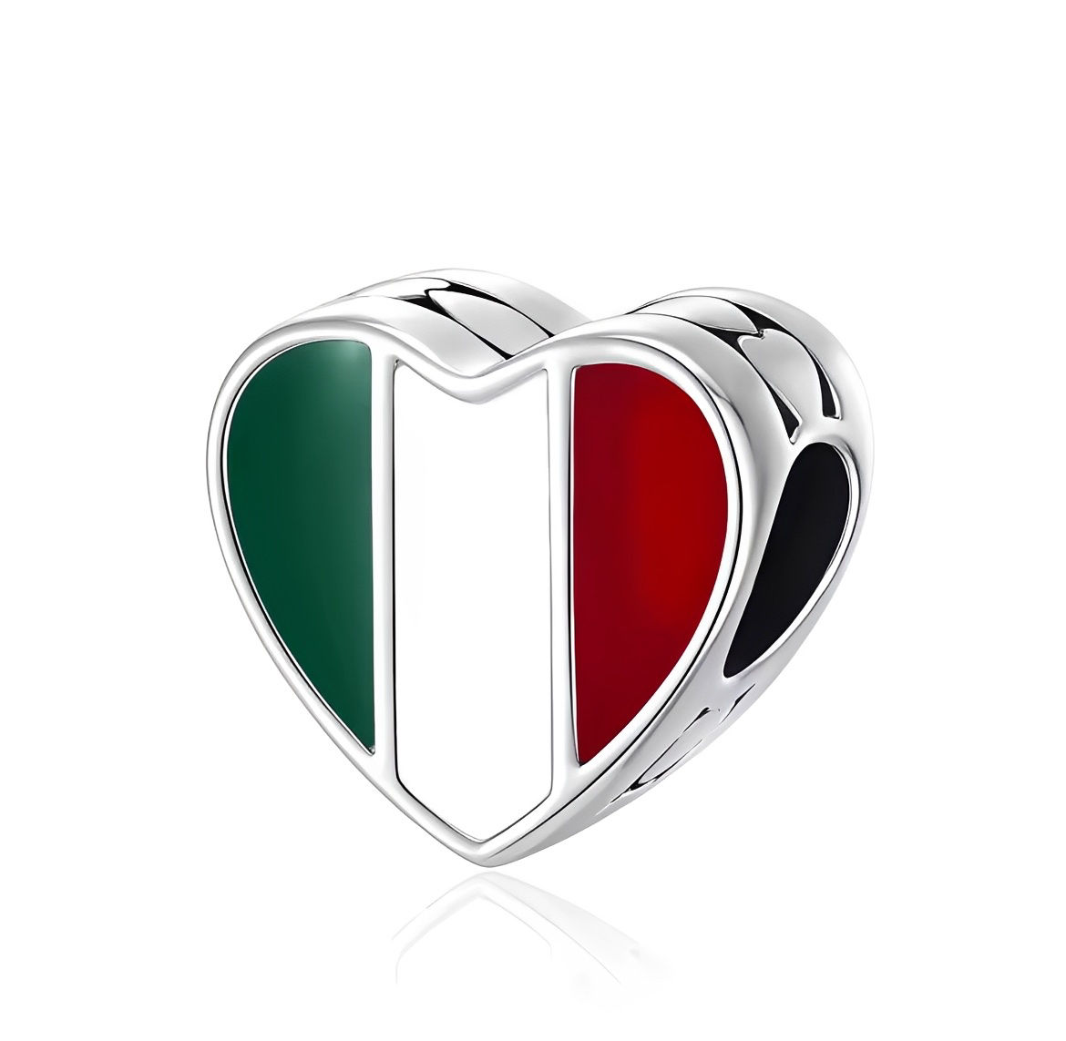 Italian Flag Heart Charm