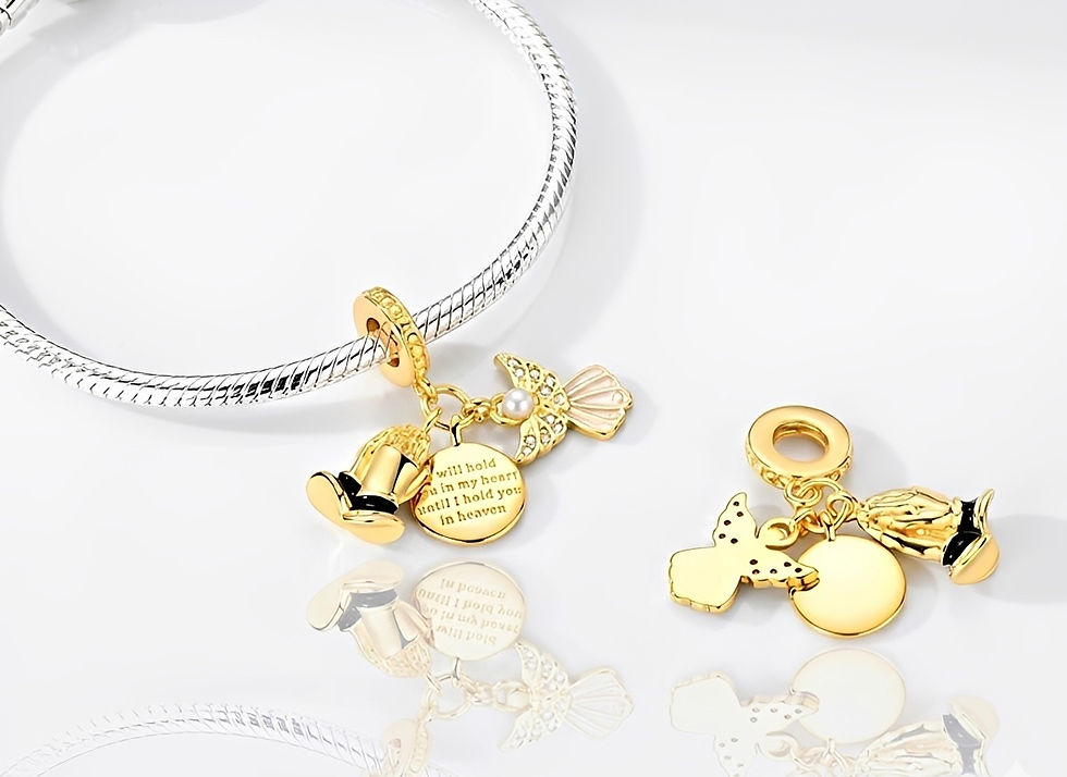 Thumbnail: Yellow Gold Angel in Heaven Trio Dangle Charm