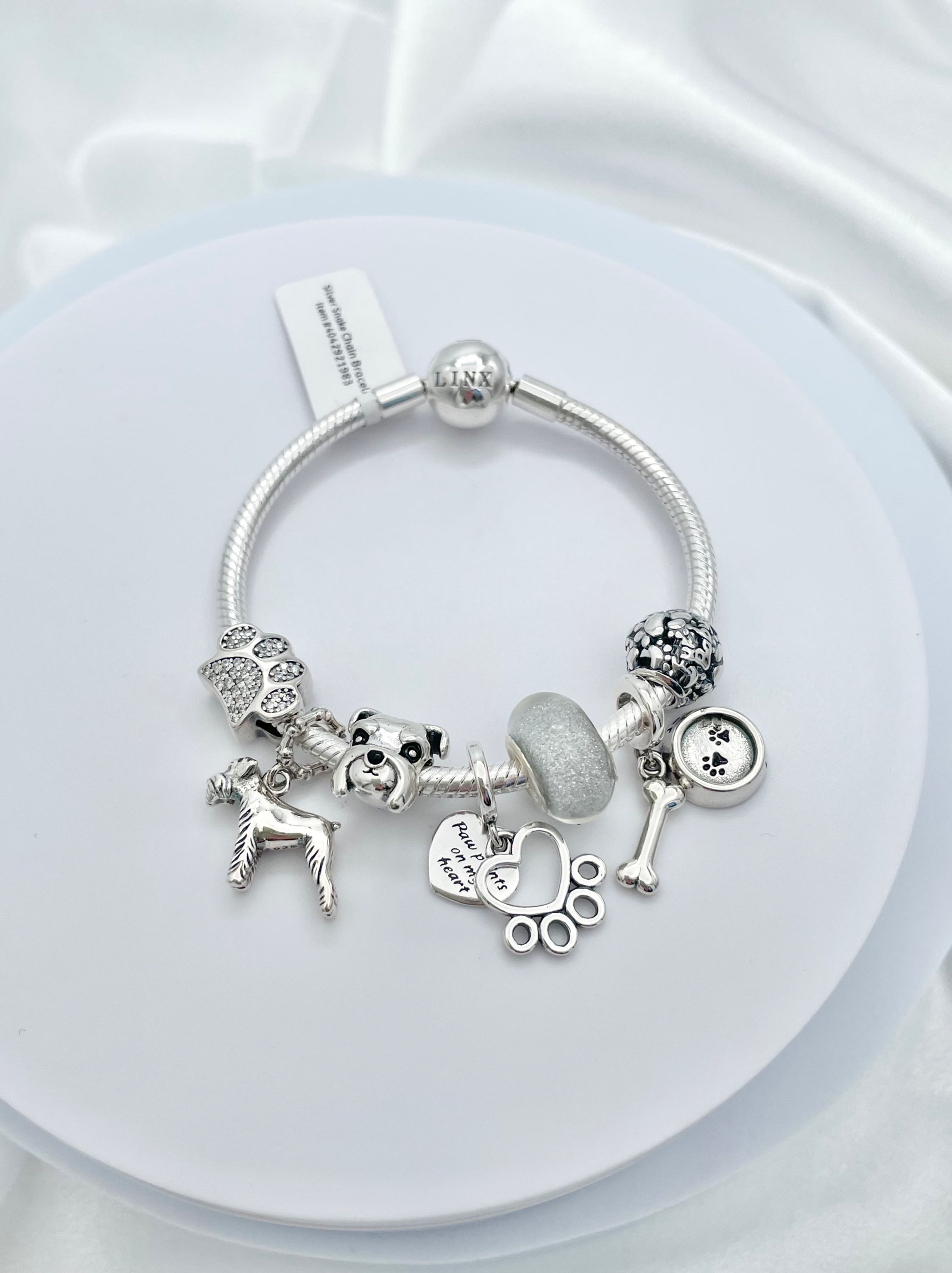 Linx Snake Chain Bracelet with Schnauzer Themed Charms