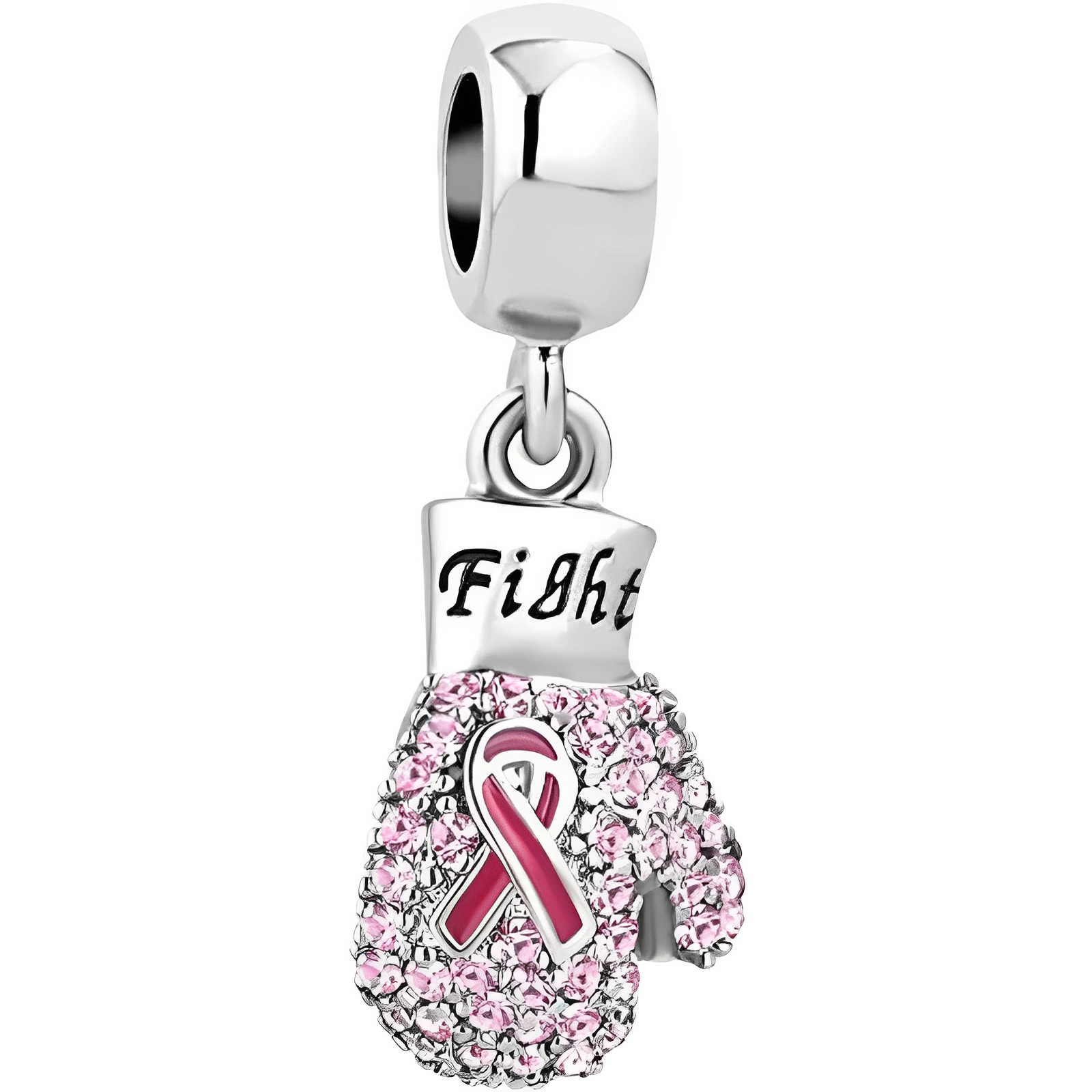 Linx Pink Zircon Cancer Awareness Boxing Glove Dangle Charm