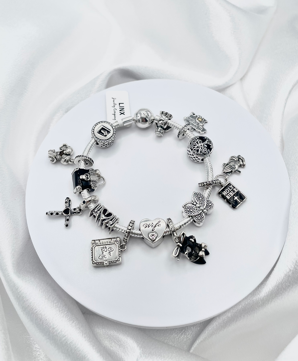 Thumbnail: Linx Snake Chain Bracelet with Religious Mom and Wife Themed Charms 