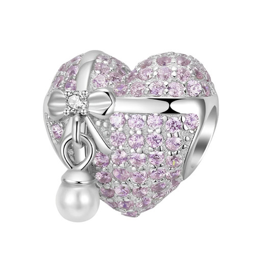 Pink Zircon Pearl Heart Charm | Linx Jewelry Company