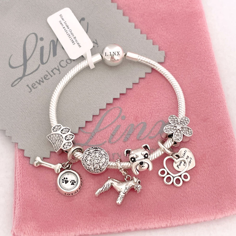 Thumbnail: Linx Snake Chain Bracelet with Schnauzer Dog Themed Charms