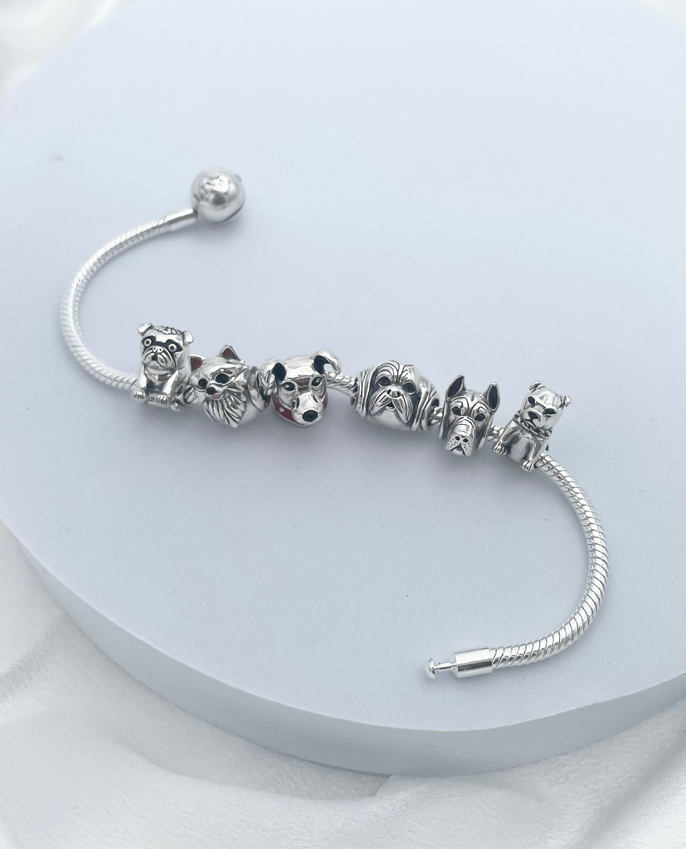 Thumbnail: Linx Snake Chain Bracelet with Dog Themed Charms 