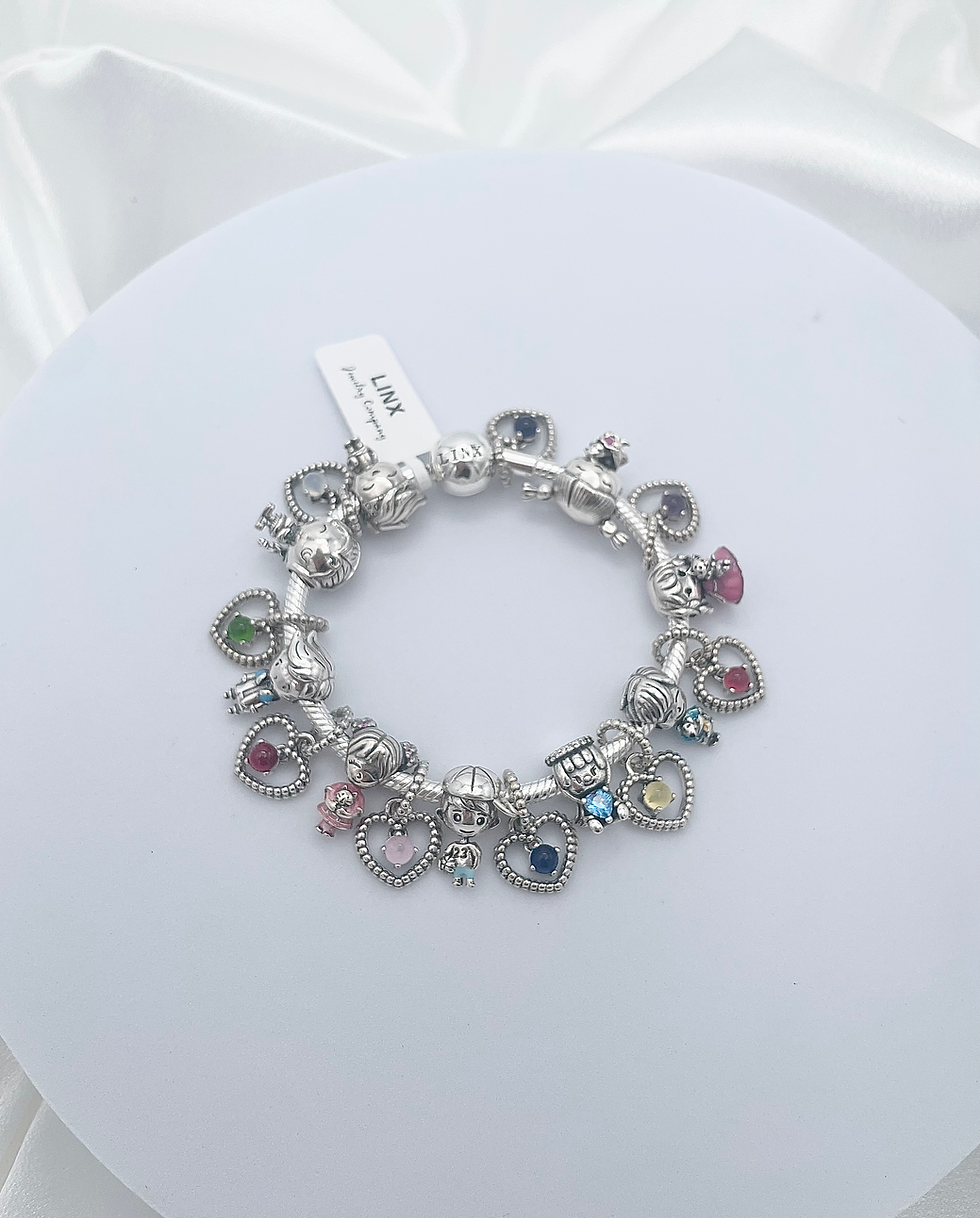 Thumbnail: Linx Snake Chain Bracelet with Personalized Children & Birthstone Charms