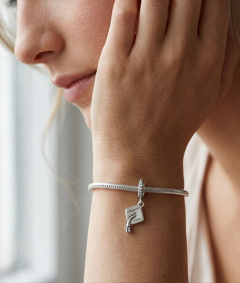 Thumbnail: Personalized Graduation Cap and Tassel Dangle Charm