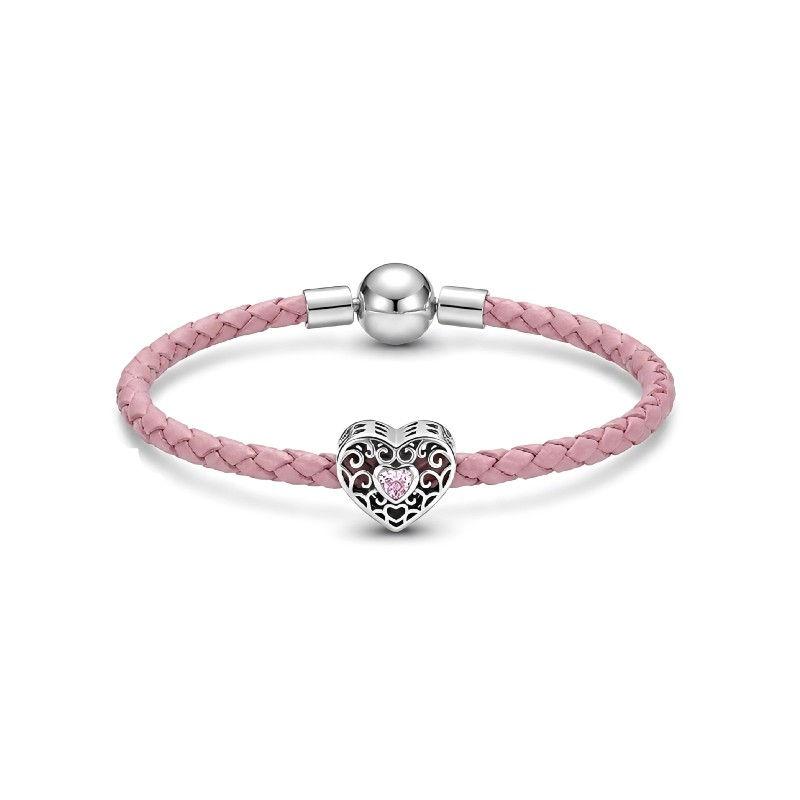 Thumbnail: Filigree and Pink Zircon Heart Charm 