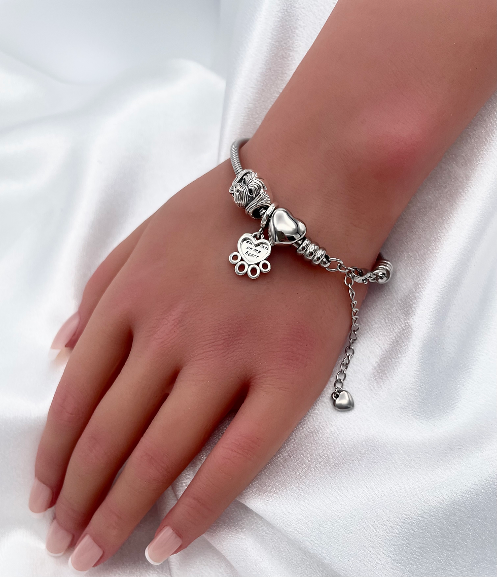 Thumbnail: Linx Snake Chain Bracelet with Maltese Dog Themed Charms