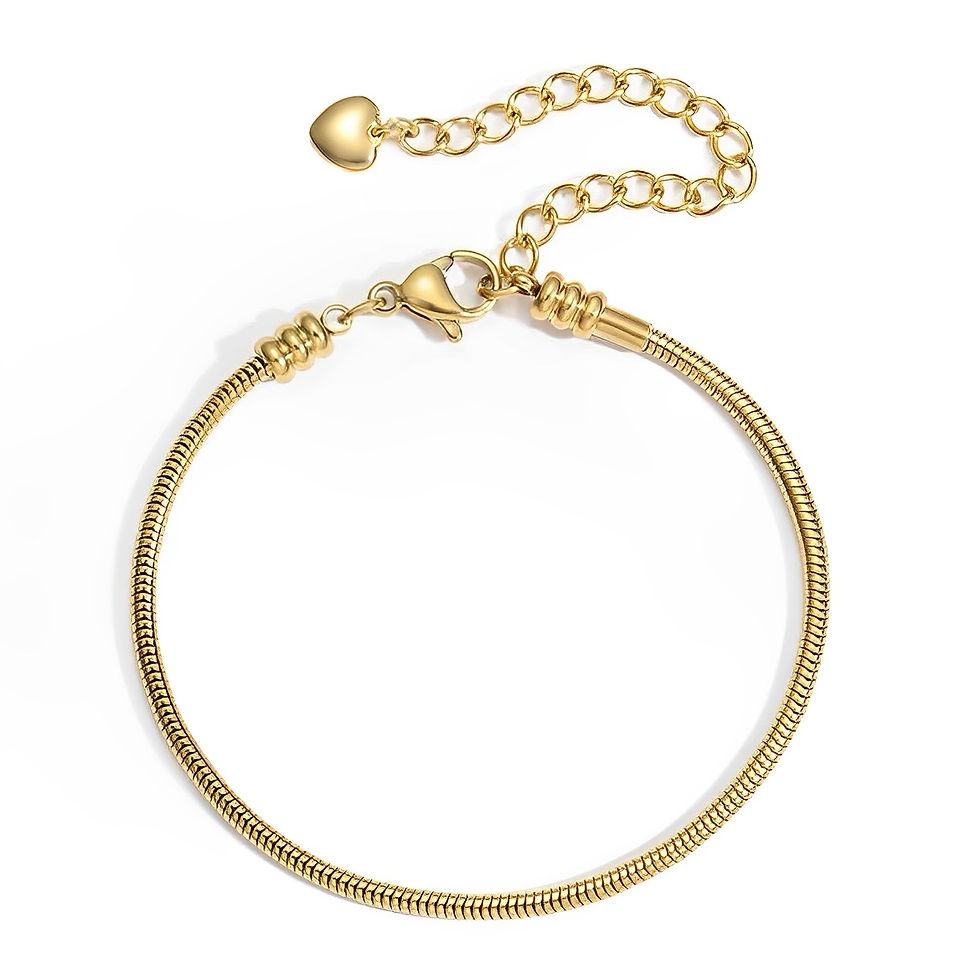 Thumbnail: Linx Yellow Gold Snake Chain Bracelet with a Heart Extender 