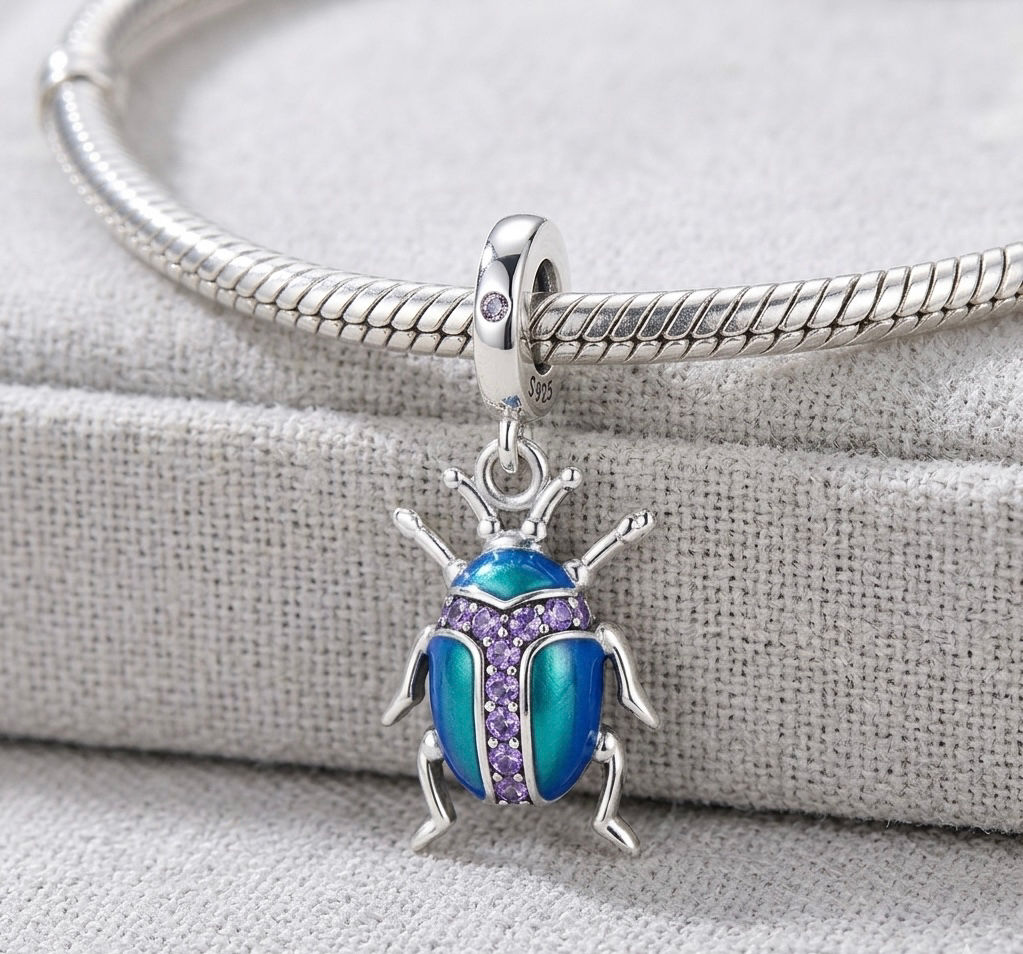 Iridescent Beetle Dangle Charm