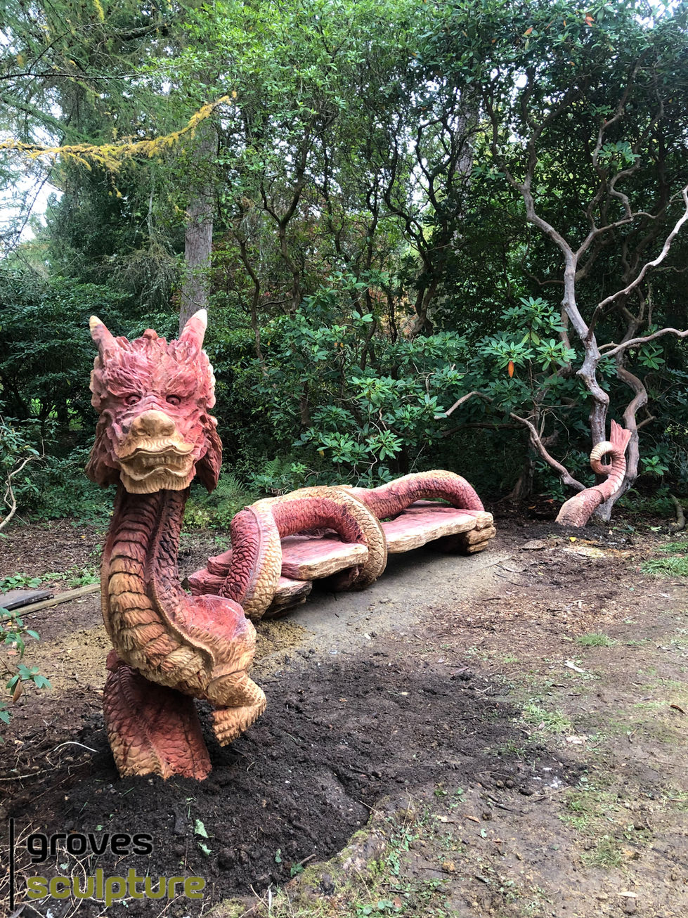 Photograph of dragon bench insitu