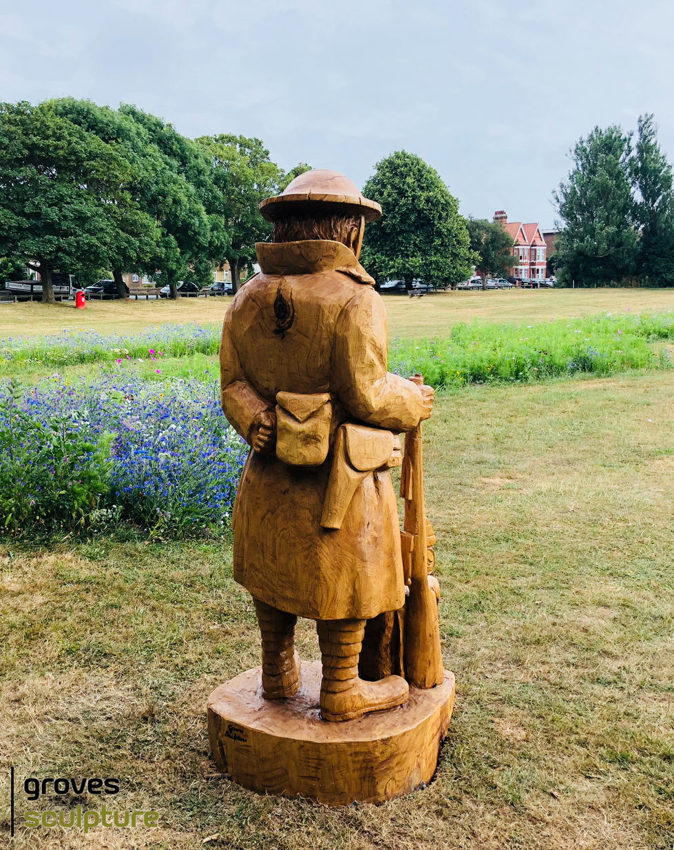 Back photograph of the war memorial sculpture.