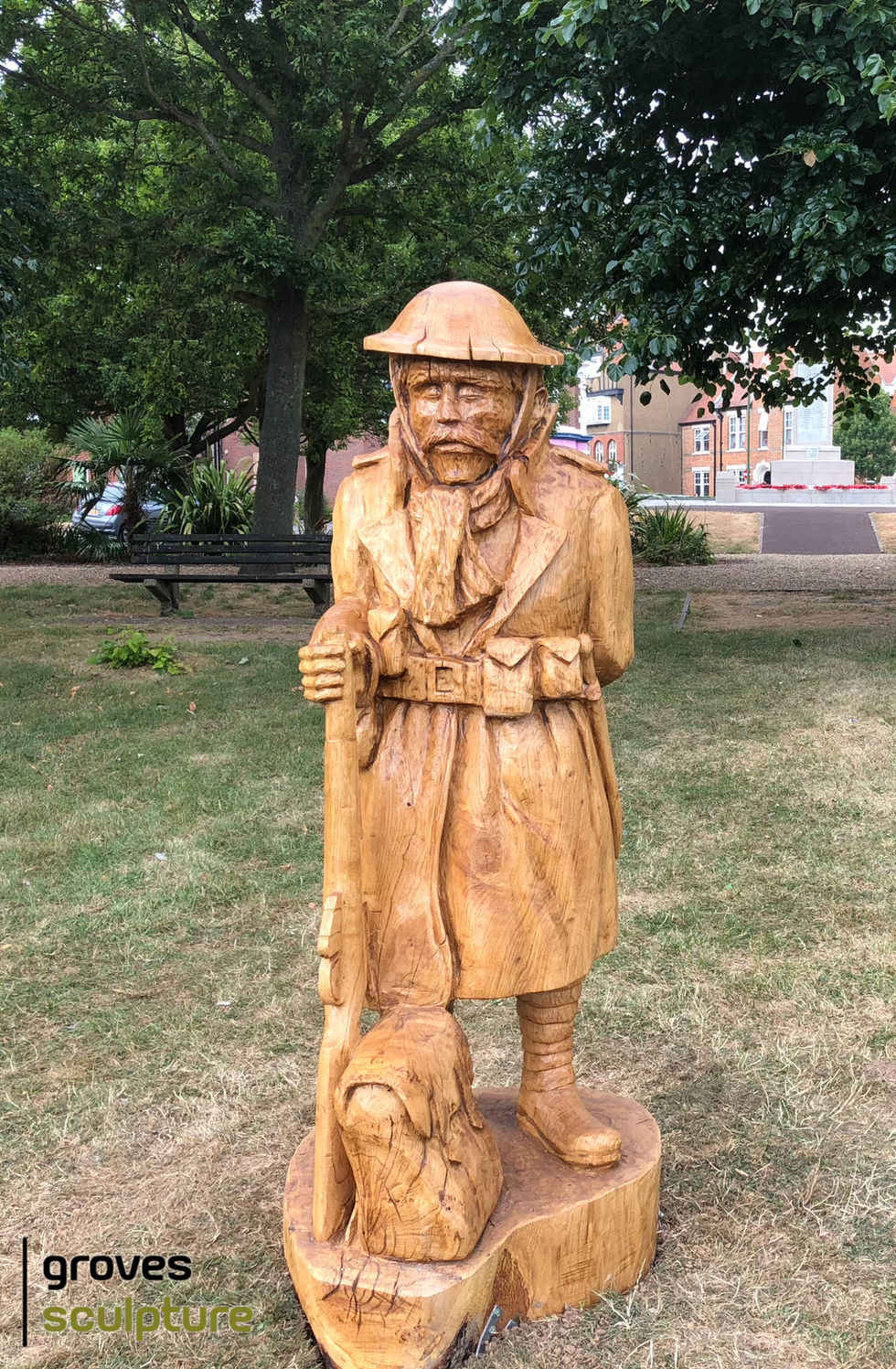 Front photograph of the war memorial sculpture.