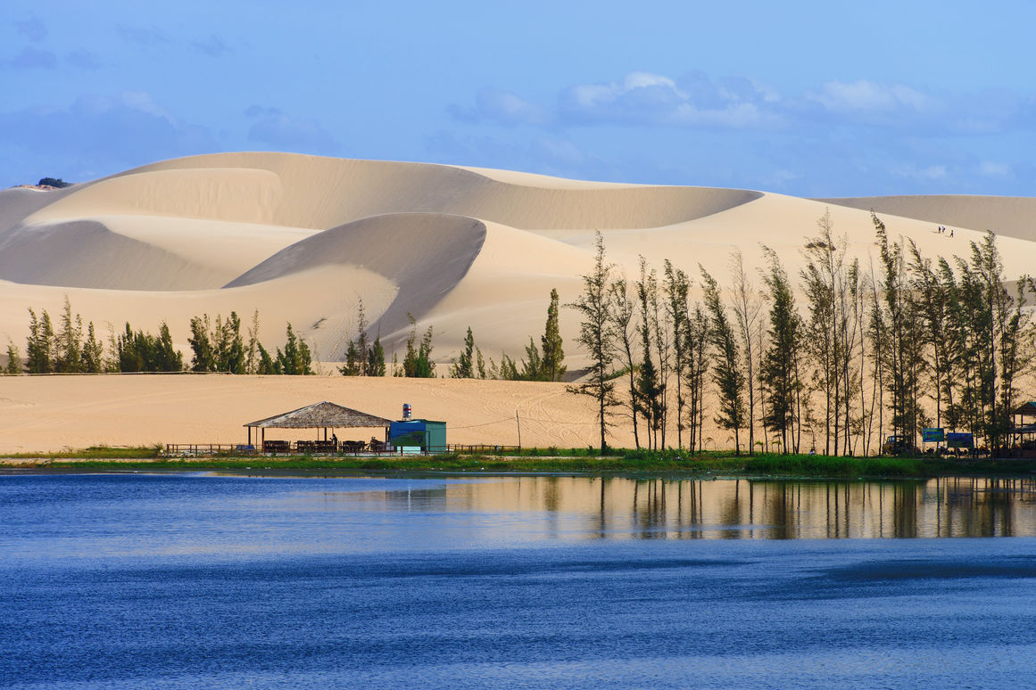 Local restaurant in the middle of the white sand dunes in Mui Ne,Vietnam