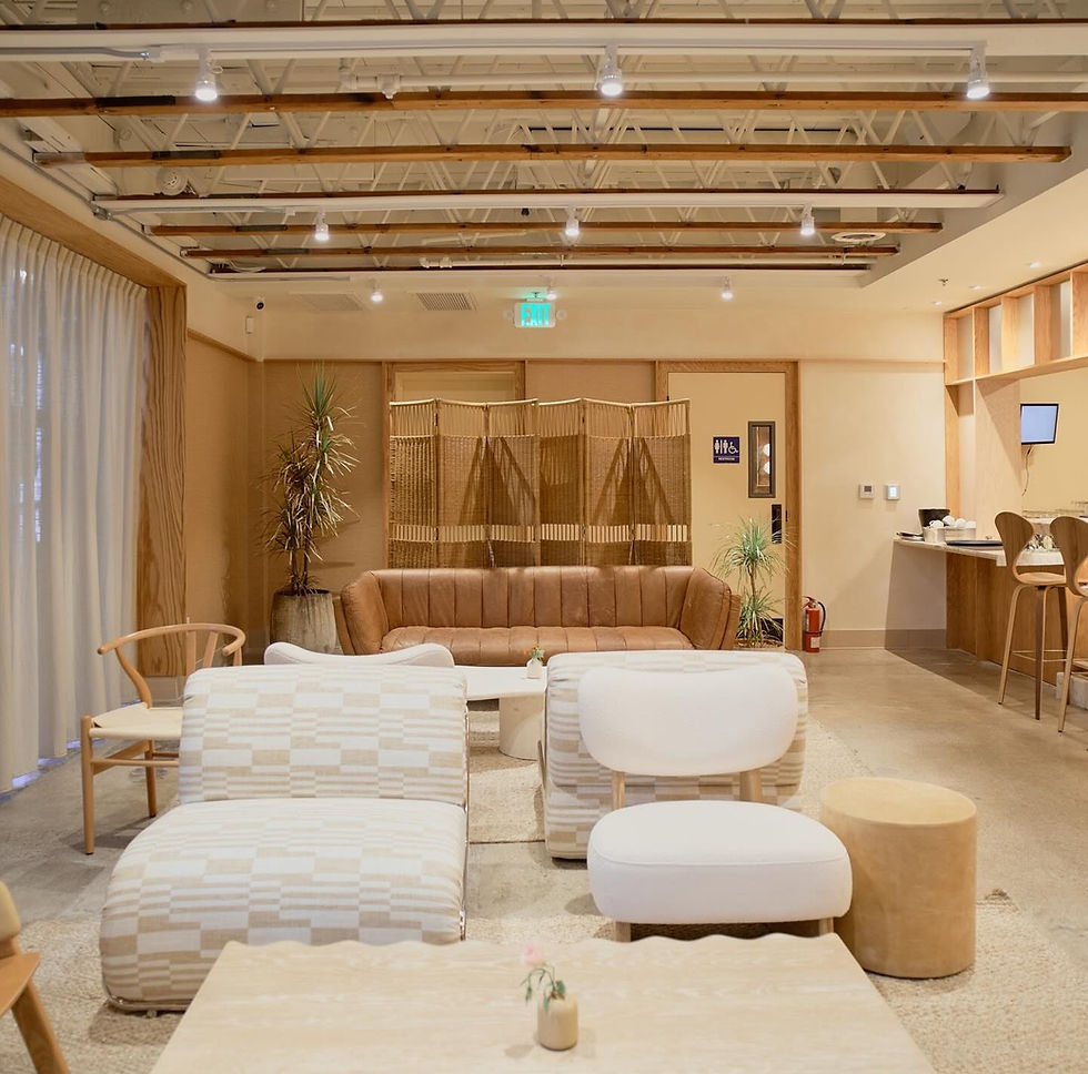 The inside of the cafe, the "Coffee House" nook with sofa and oversized chairs