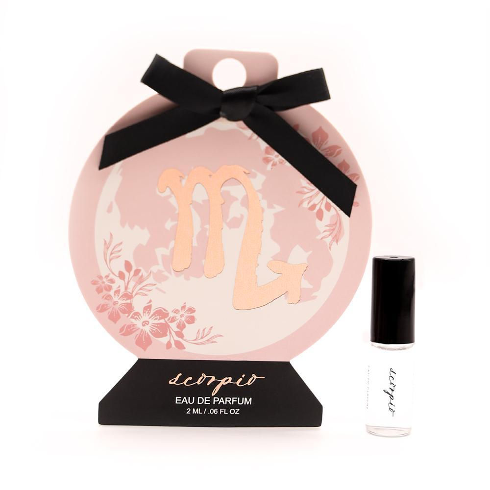 Scorpio Zodiac Perfumette mini perfume, front view, radiating the rich, mysterious scent inspired by Scorpio’s intensity