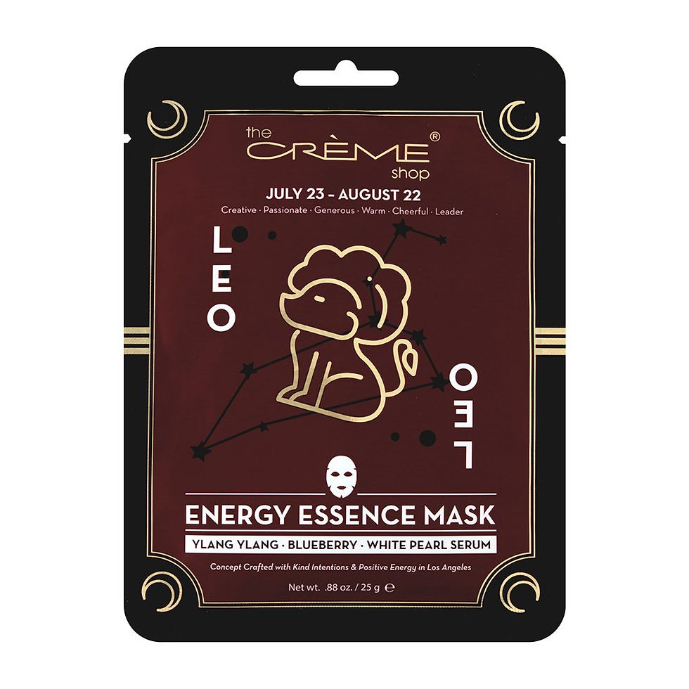 Leo Zodiac Facial Sheet Mask in luxe packaging pouch, displayed against a clean white background