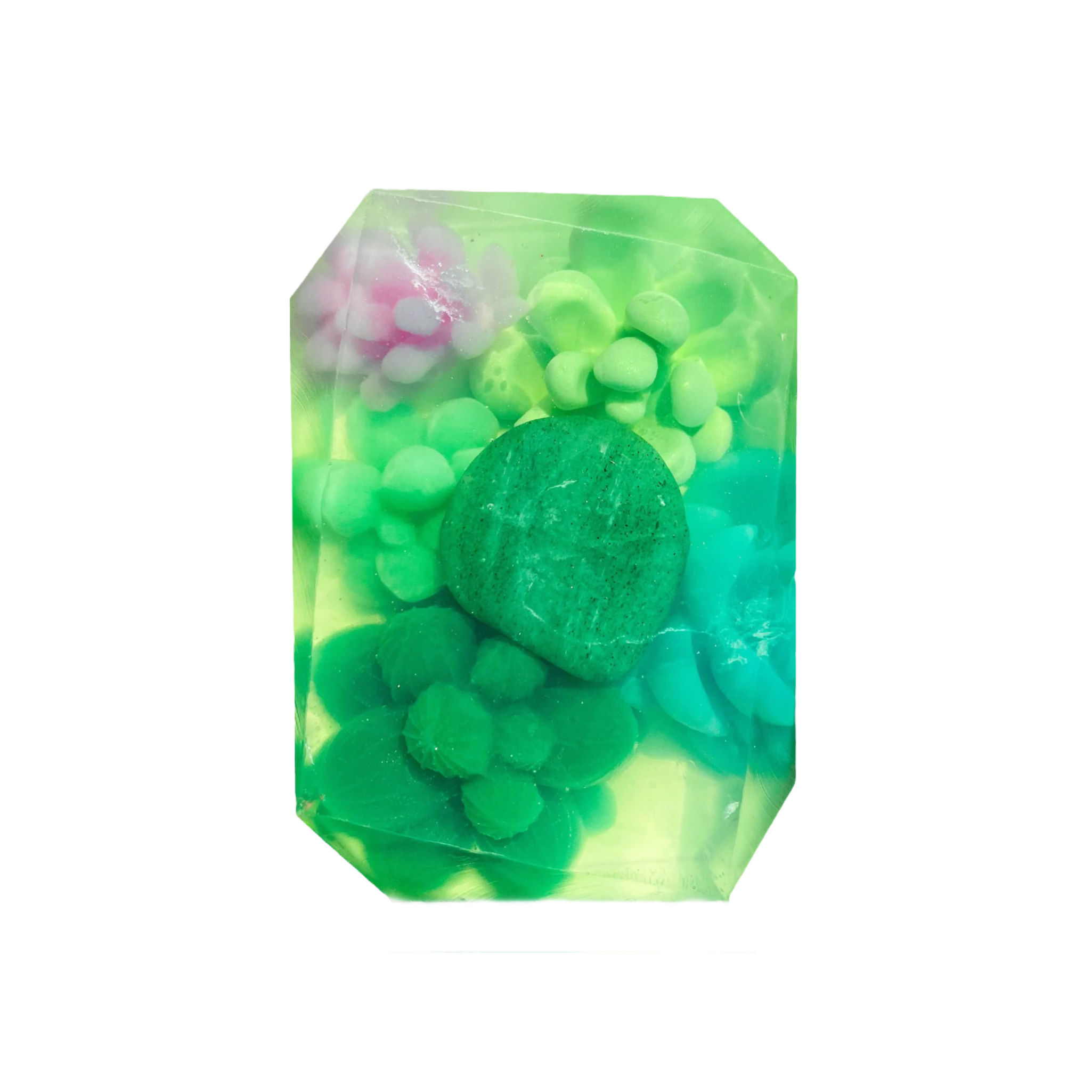 Taurus crystal soap with Green Aventurine on white background