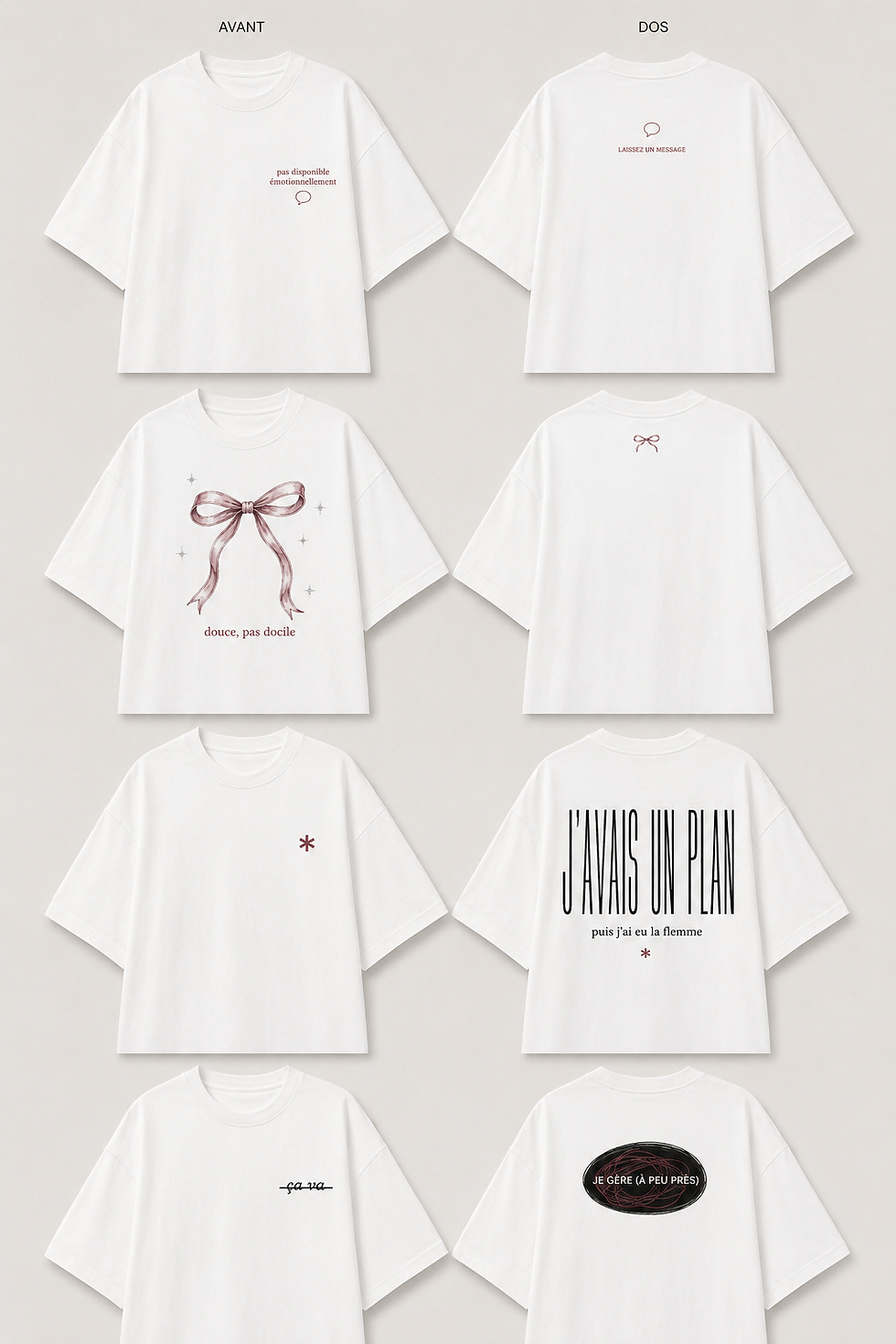 Collection de tee-shirts femme et homme humoristiques Attitude avec quatre modèles