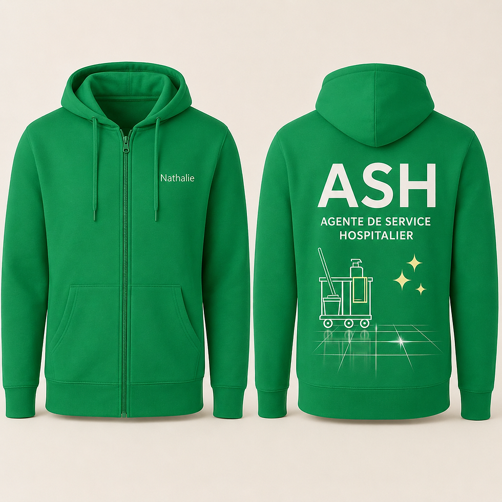 Sweat zippé vert Kelly ASH personnalisé avec prénom Nathalie