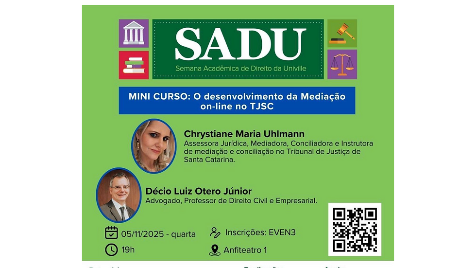 X Semana Acadêmica de Direito da Univille – SADU ocorrerá entre os dias 3 e 7 de novembro de 2025 