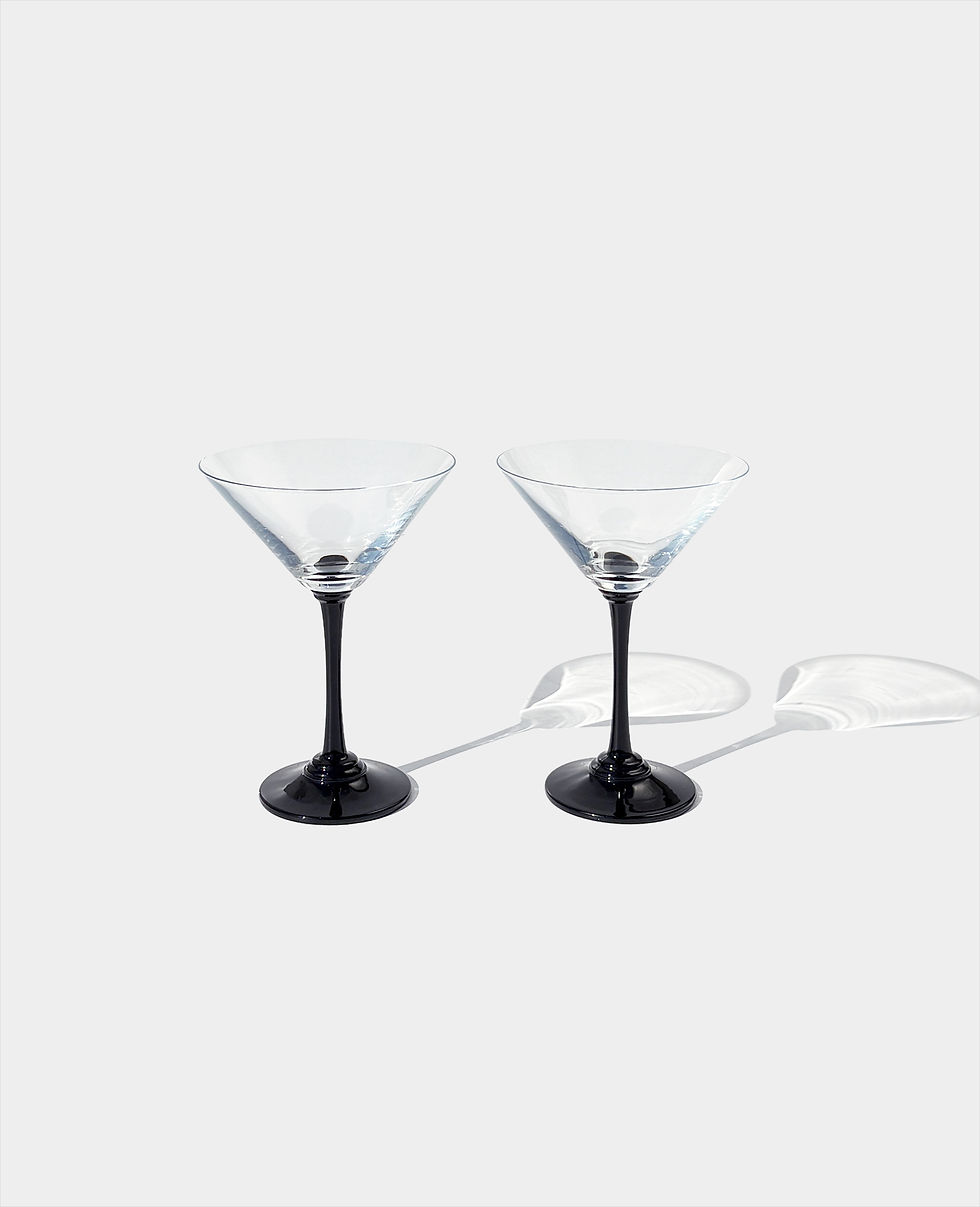 Thumbnail: Pair of Black Stem Martini Glasses