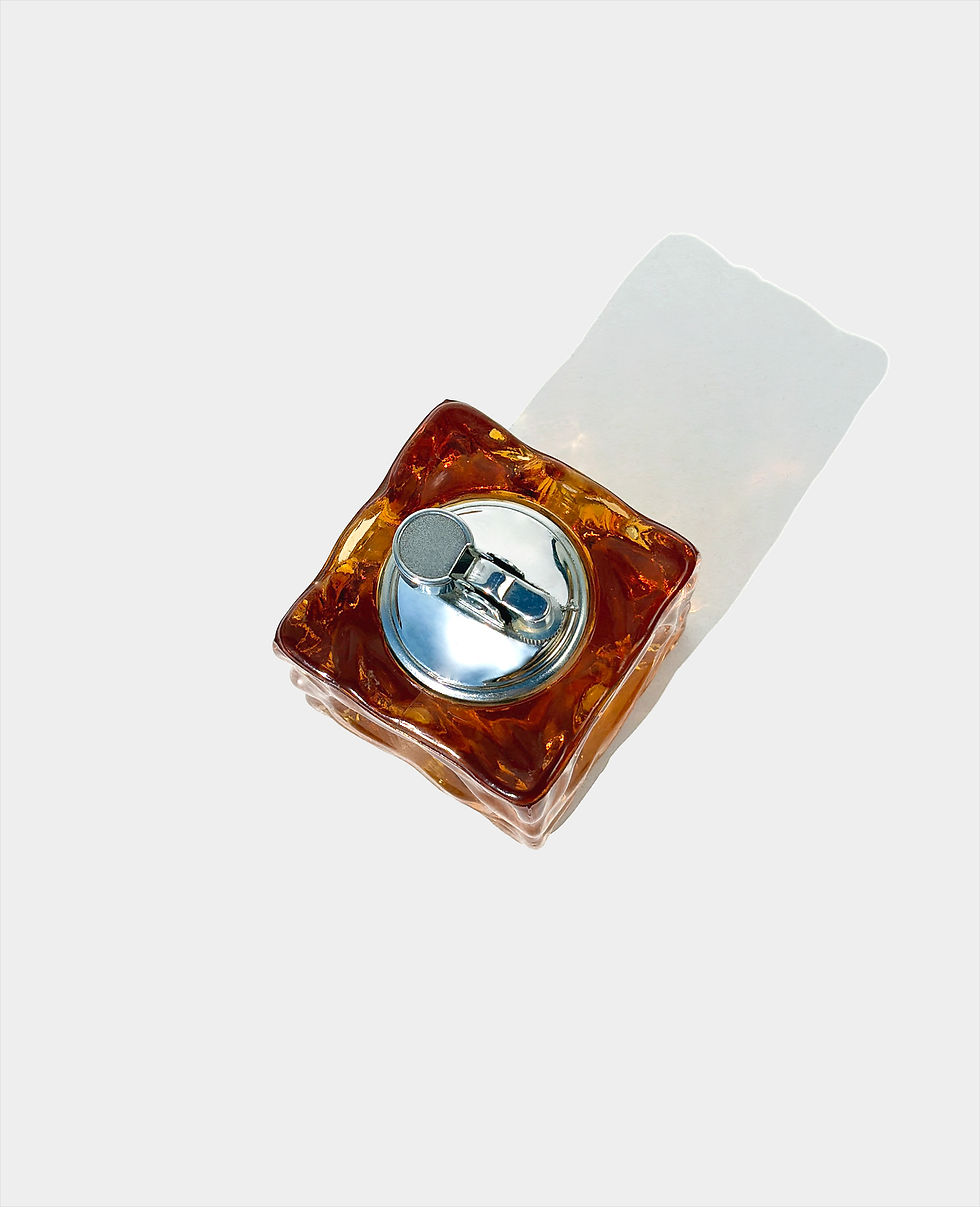 Thumbnail: Mid-Century Textured Amber Glass Base Table Lighter