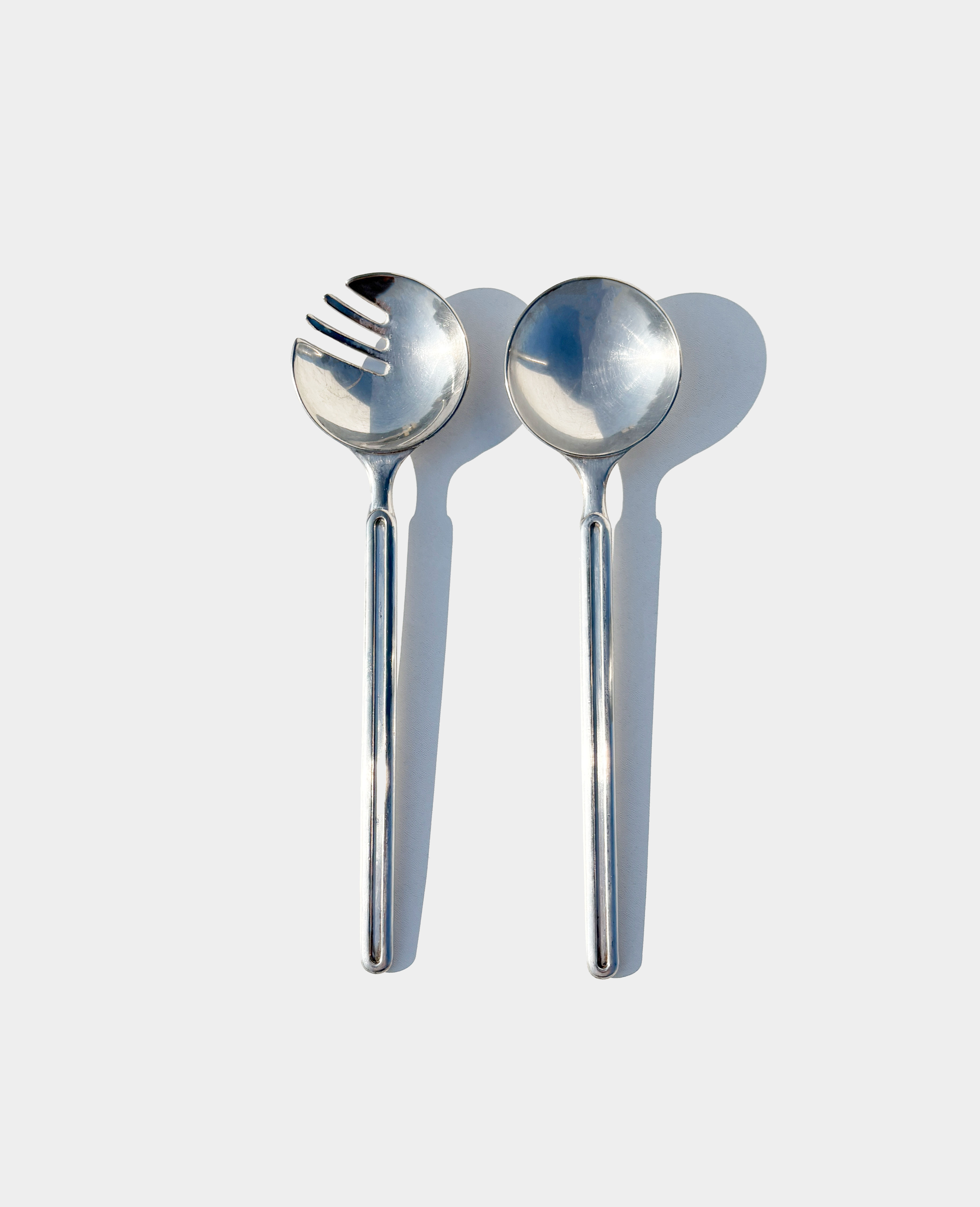 Silver Plated Salad Serving Set, Italy, 1960s