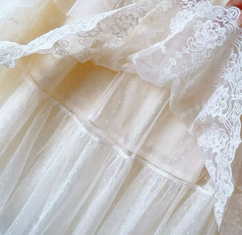 Thumbnail: Lace and Mesh Midi Skirt