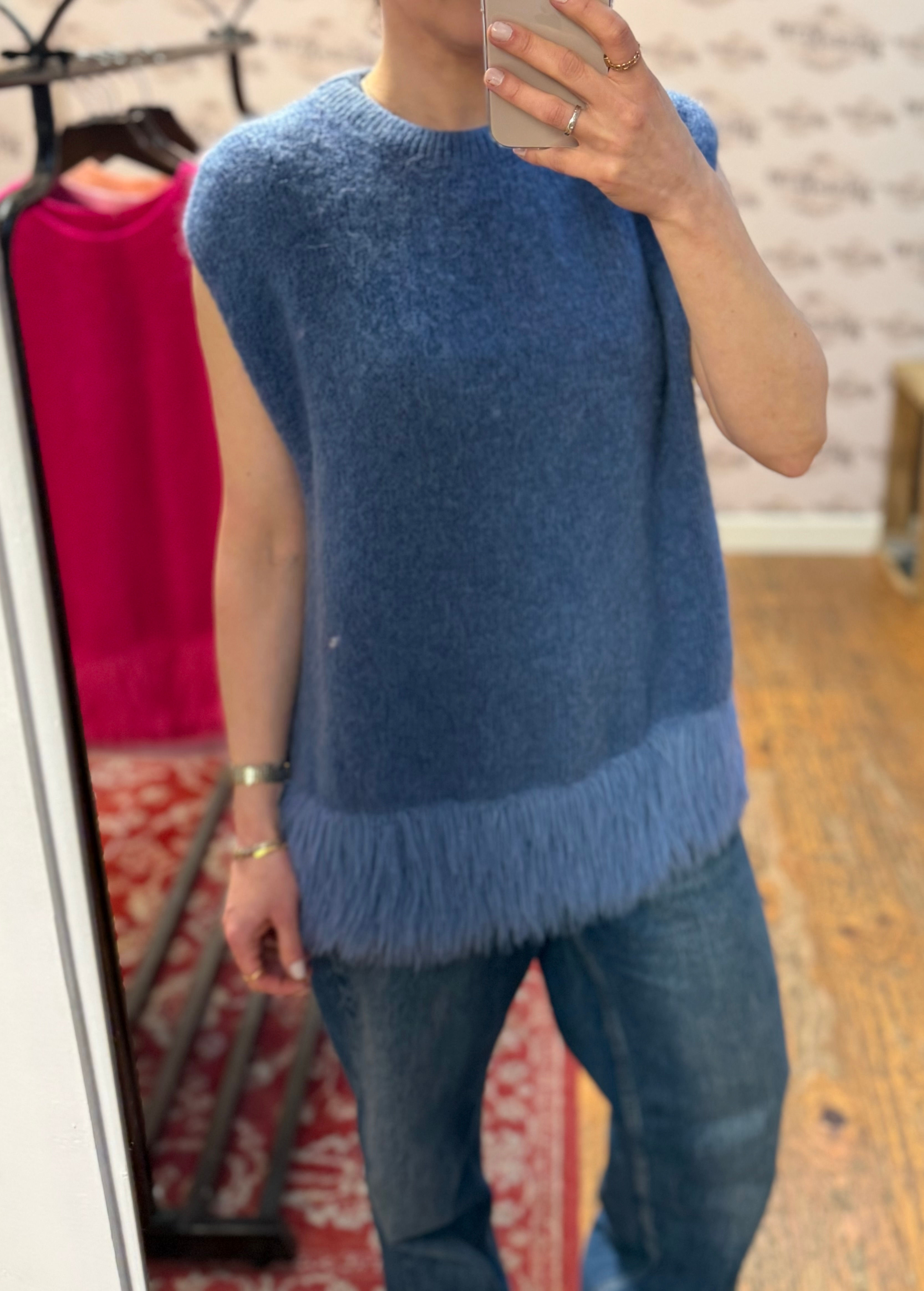 Sleeveless Feather Hem Vest