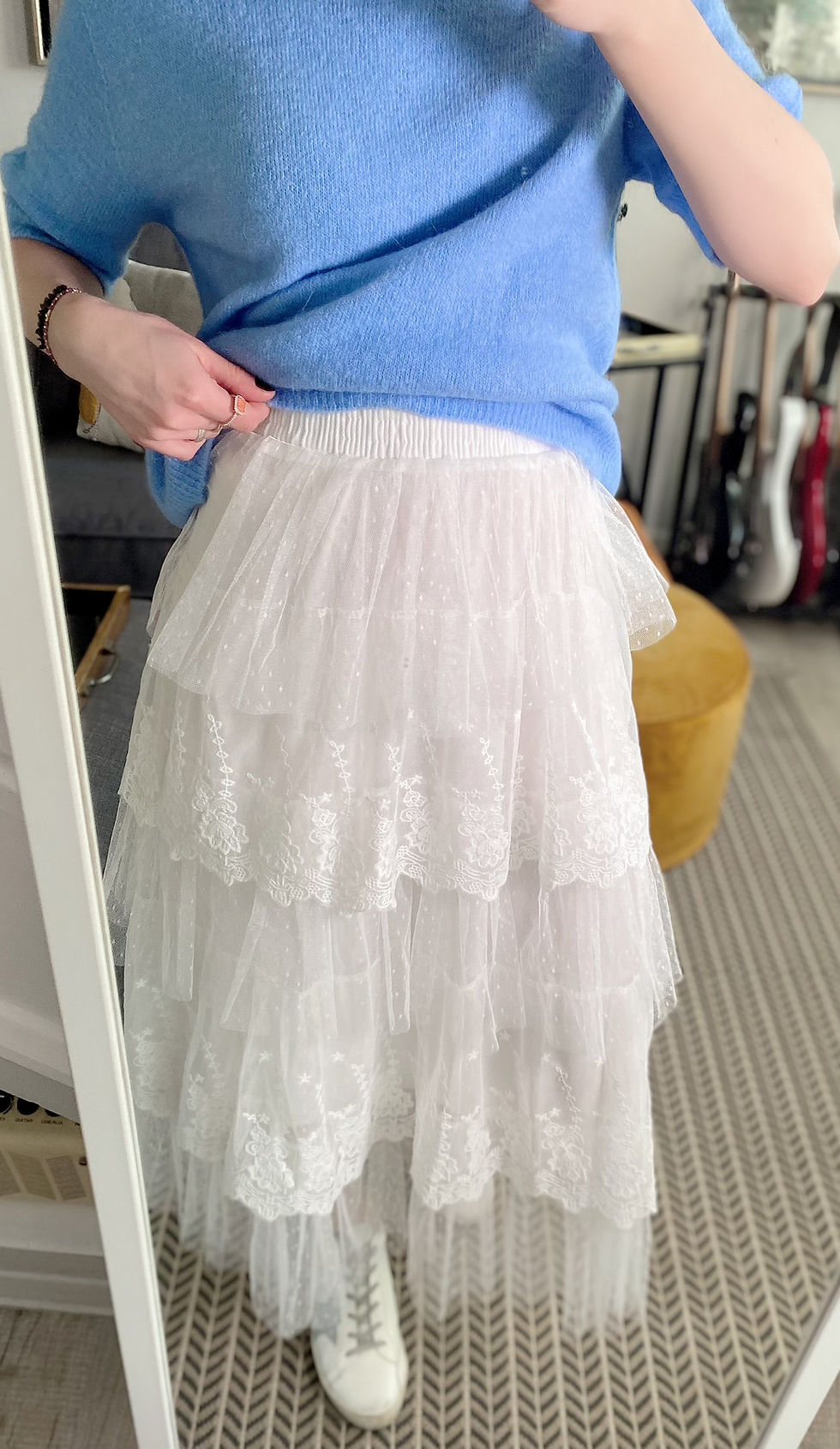 Thumbnail: Lace and Mesh Midi Skirt