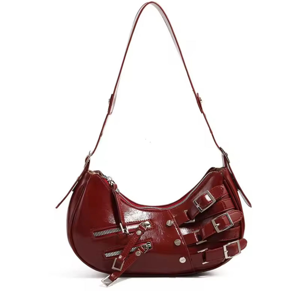 Vintage Style Shoulder  Bag with Decorative Zips
