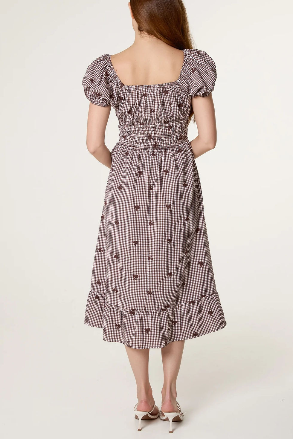 Thumbnail: Brown Gingham Milkmaid Dress