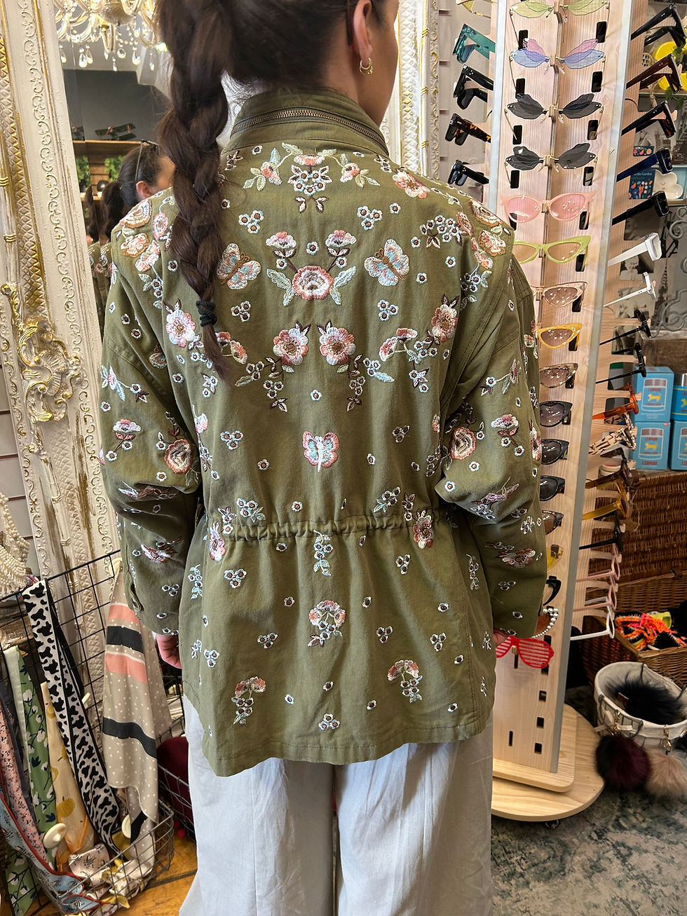 Thumbnail: Flowers Embroidered Parka Jacket