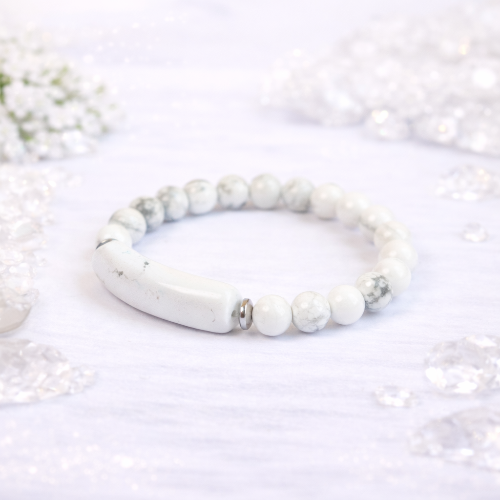 Howlite Bangle Bracelet - Calm the Mind, Relieve Stress, and Promote Inner Peace