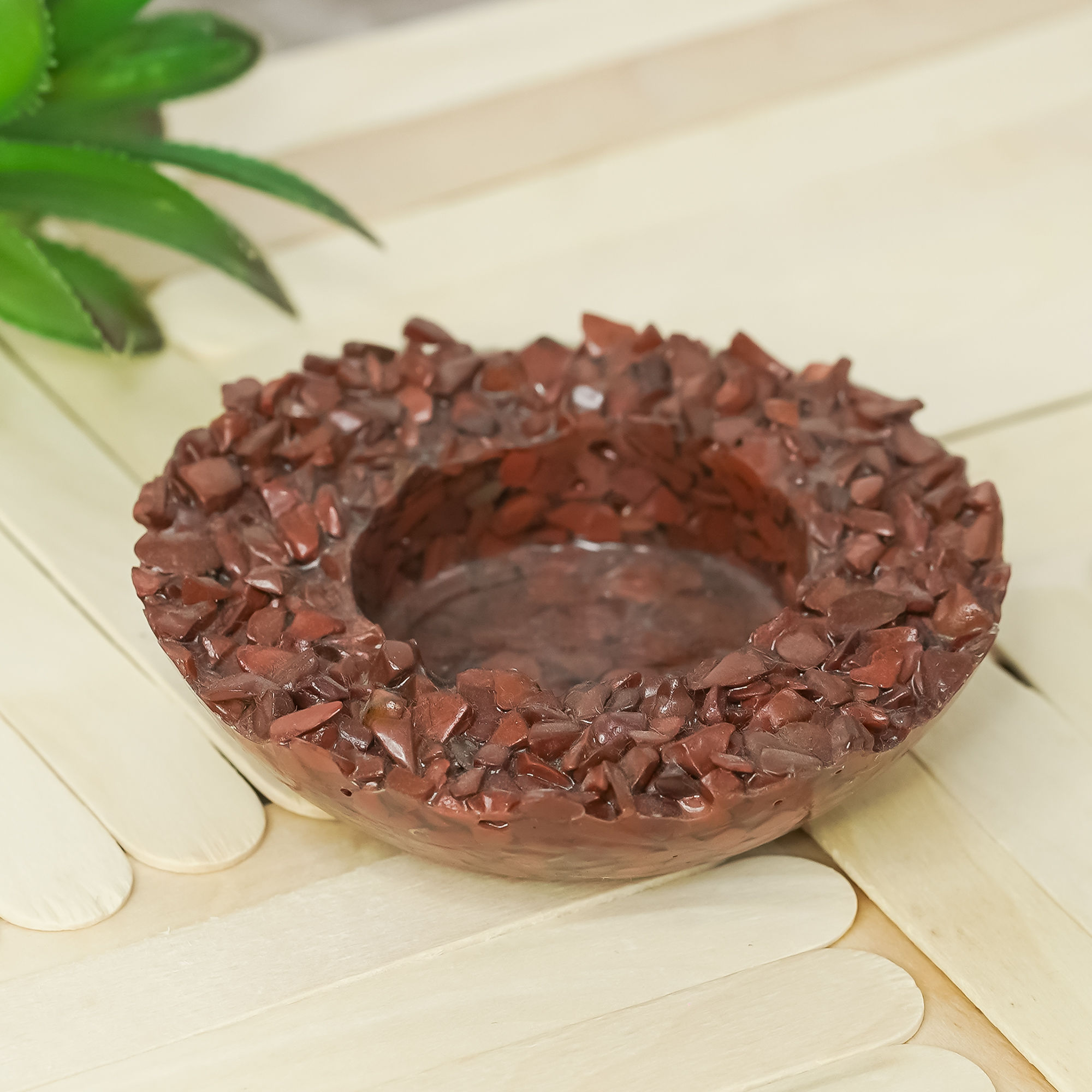 Red Jasper T-Light Candle Holder Ignite Strength, & Stability