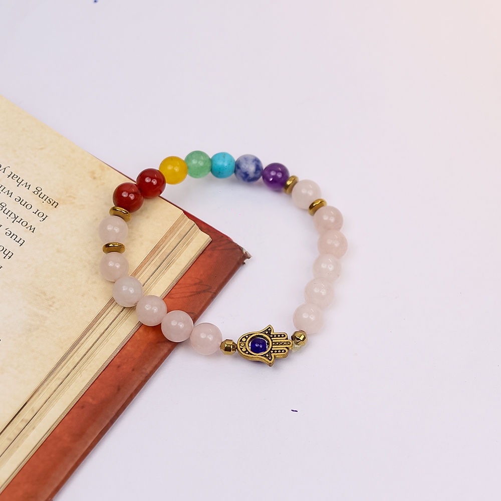 Harmony & Love 7 Chakra Rose Quartz Healing Bracelet | 8mm Beads
