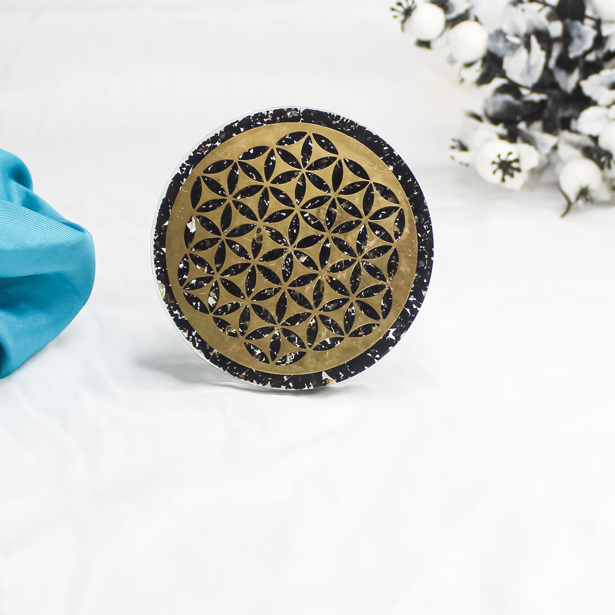 Black Tourmaline Water Coaster for Protection, Purity, and Positive Energy