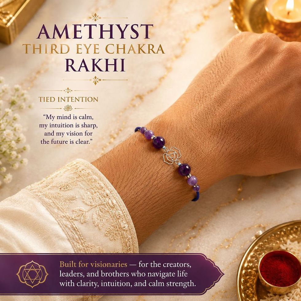 Thumbnail: Amethyst Third Eye Chakra Rakhi for Rakshabandhan Reiki-Charged