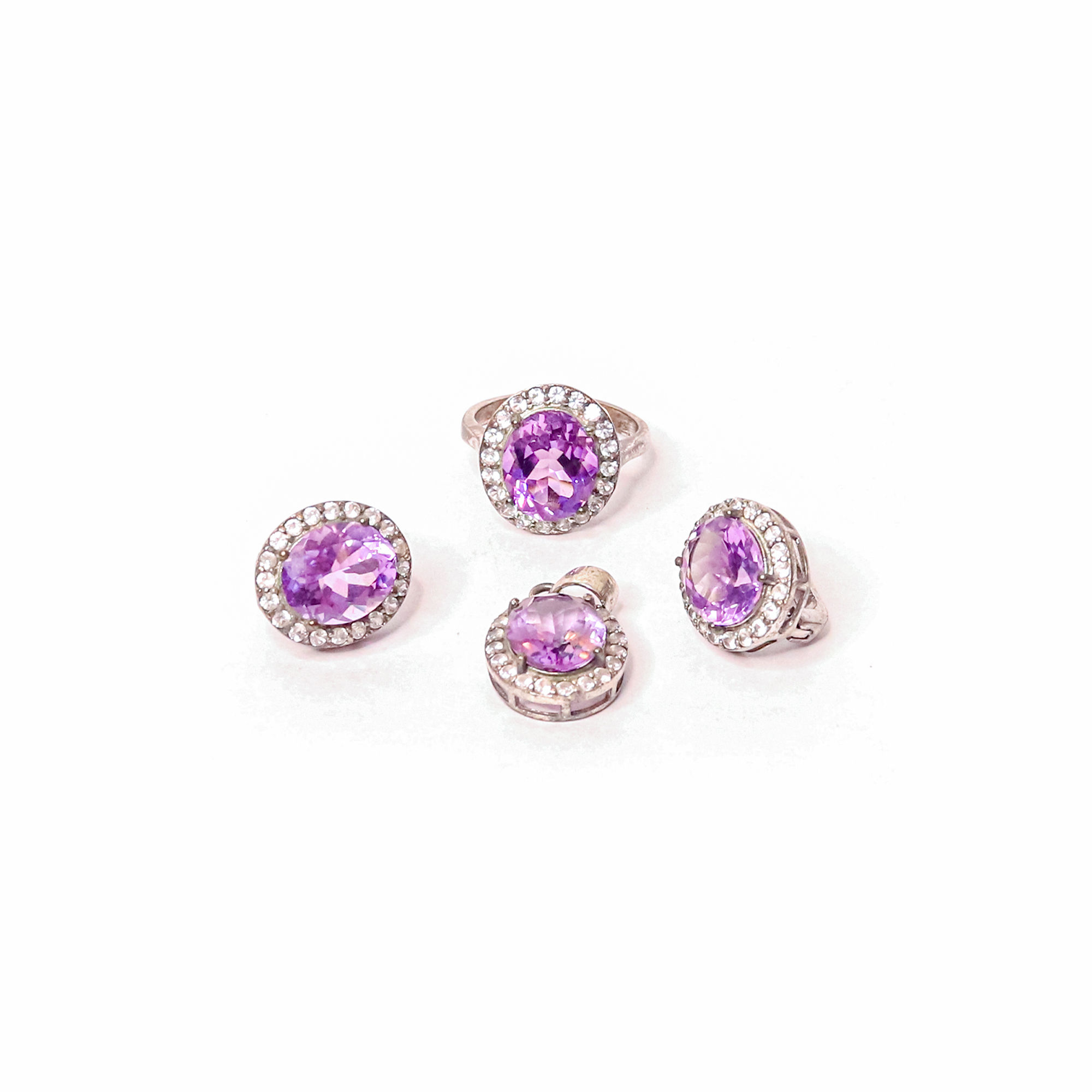 Amethyst Silver Pendant Set Unlock Inner Peace, and Intuition