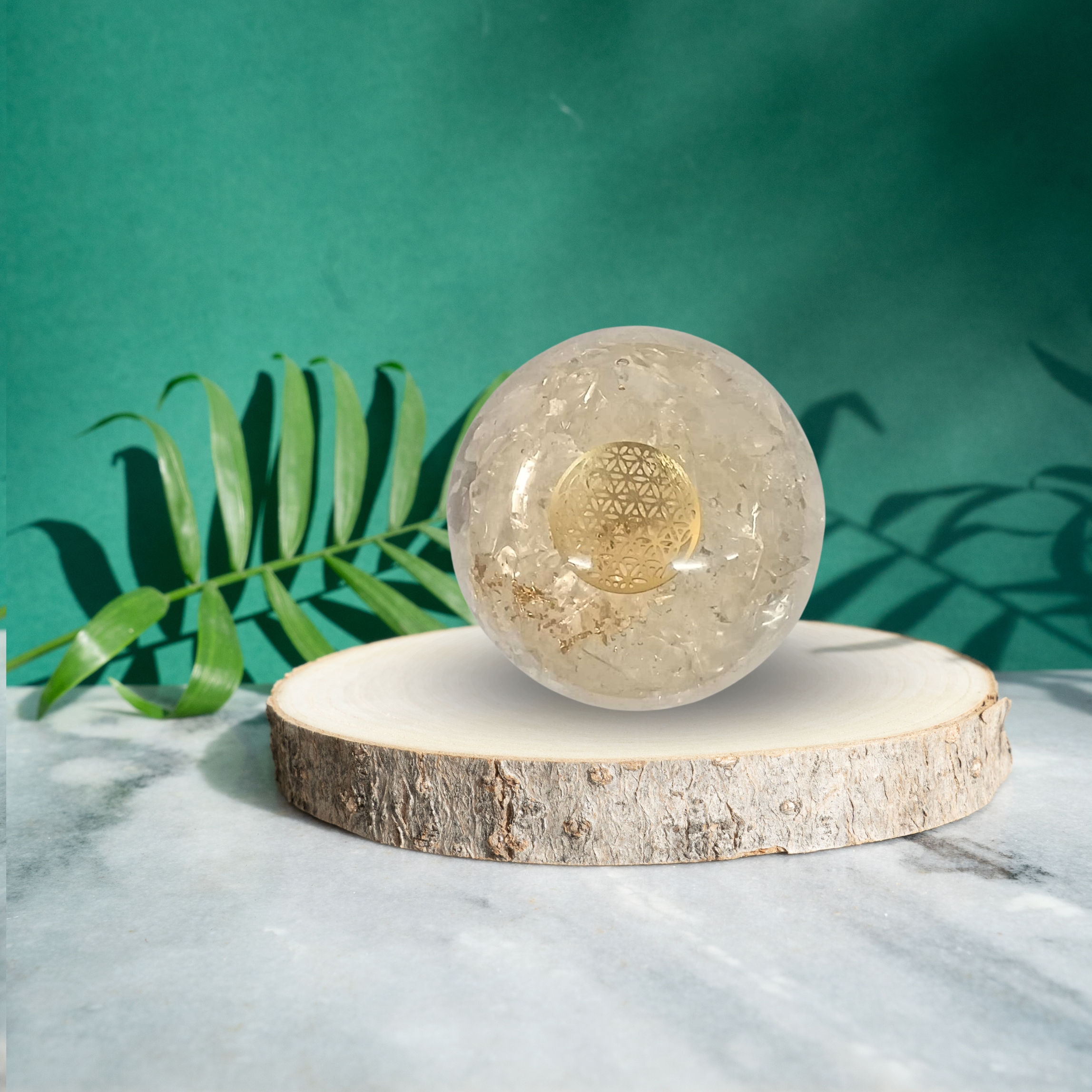 Clear Quartz Orgone Sphere for Clarity & Energy Balance