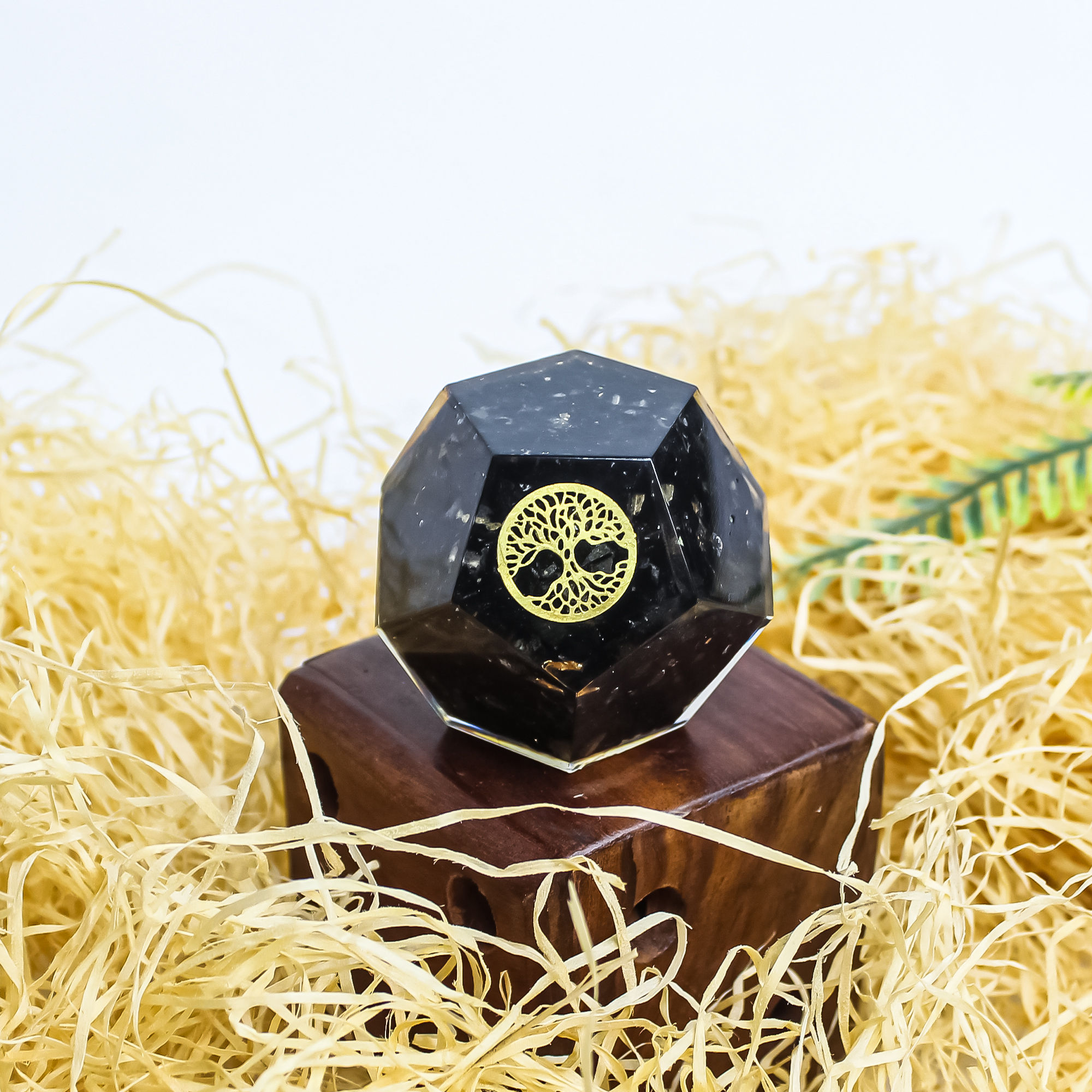Black Tourmaline Orgone Dodecahedron for Protection, & EMF Shielding