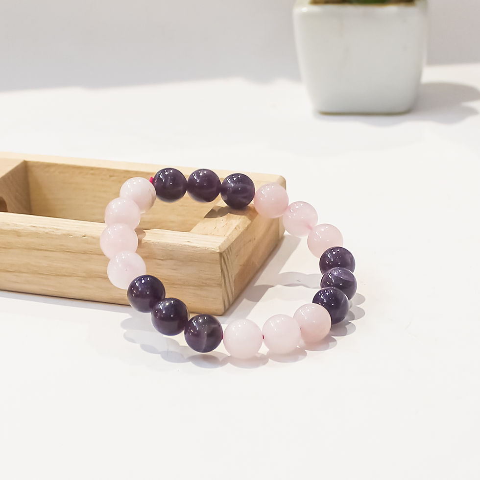 Thumbnail: Amethyst & Rose Quartz Bracelet for Love, & Emotional Healing