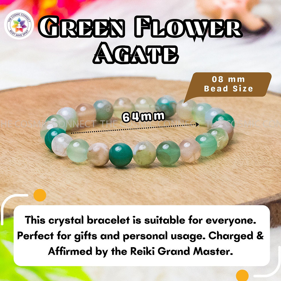 Thumbnail: Green Flower Agate Bracelet - Balance & Calming Energy | 8mm Beads