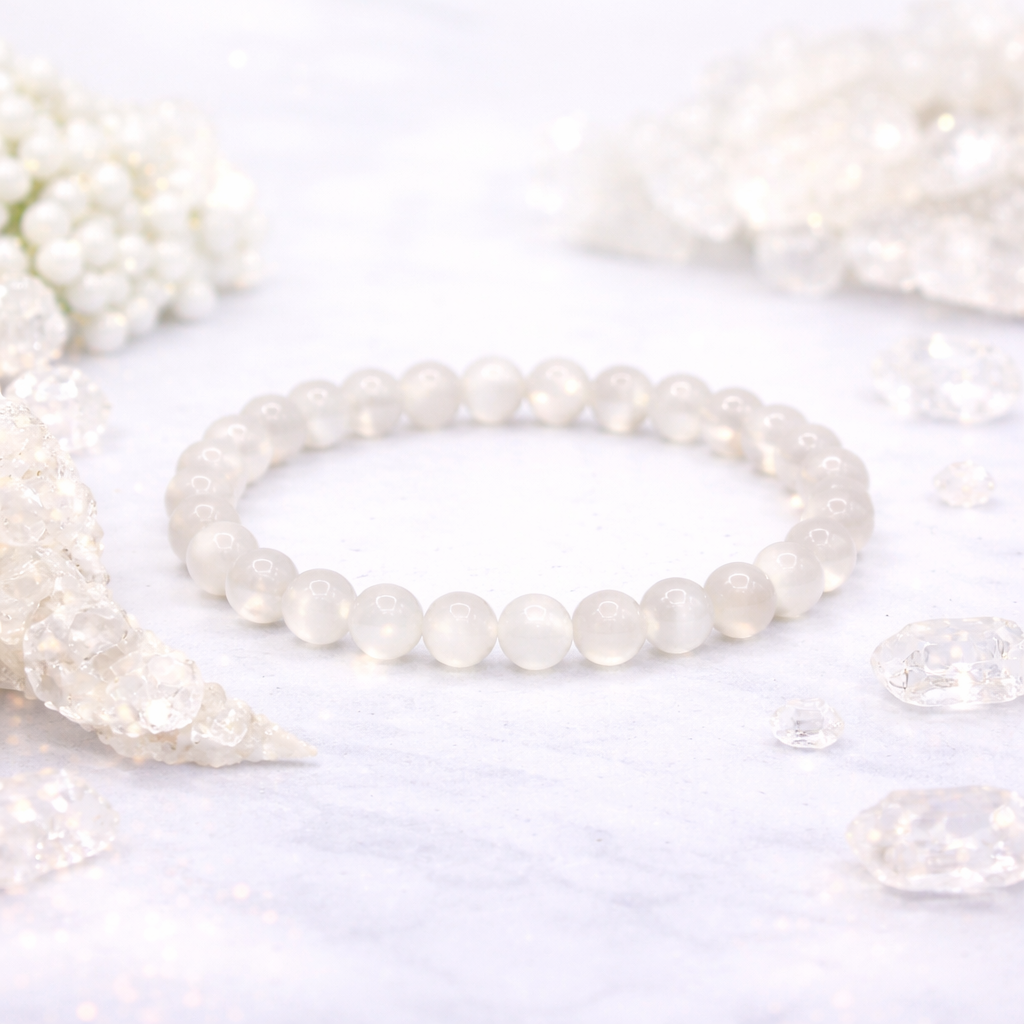 Natural Selenite Healing Bracelet - Enhances Clarity & Cleanses Aura