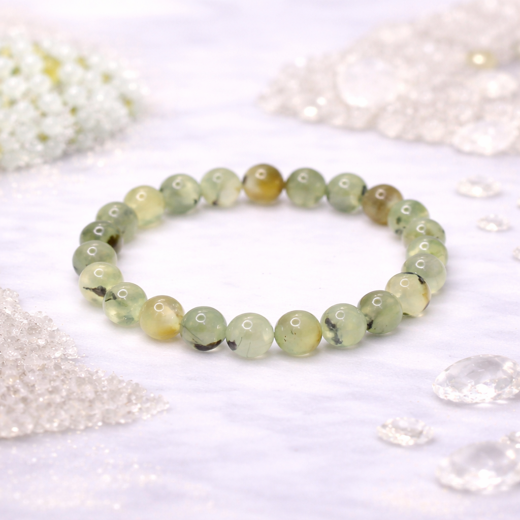 Prehnite Bracelet - Enhances Intuition & Calmness | 8mm Beads