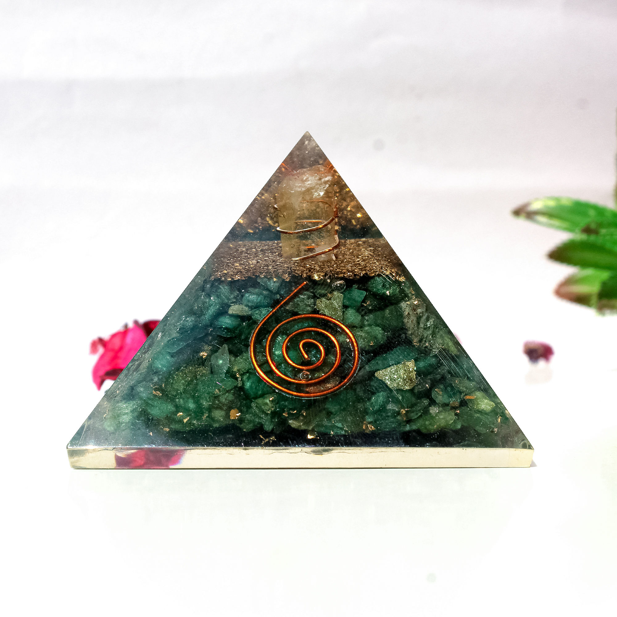 Green Jade Orgone Pyramid for Abundance, Harmony & Protection