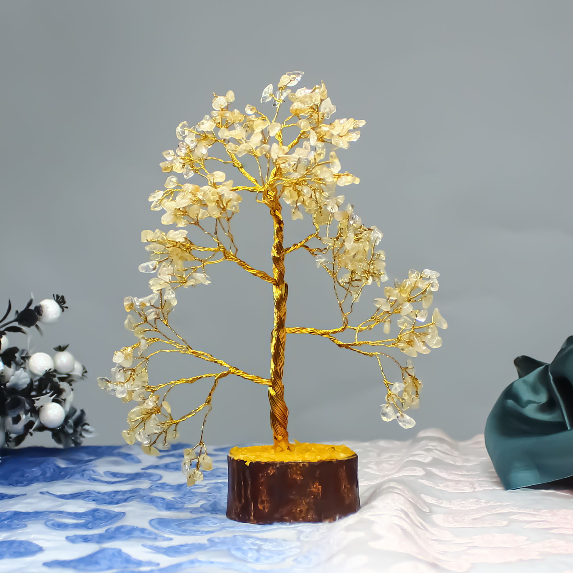 Citrine Golden Wired Crystal Tree for Wealth, Abundance, & Success
