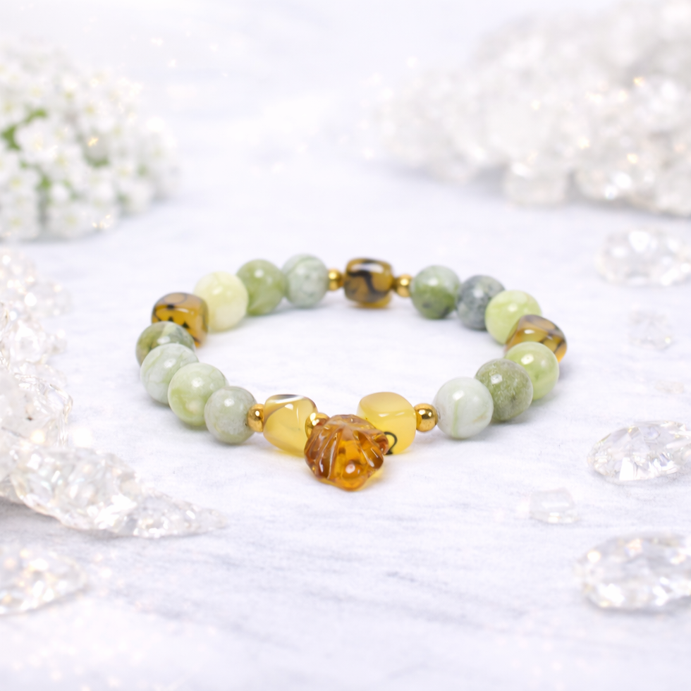 Thumbnail: Green Serpentine Healing Bracelet - Promote Emotional Healing, Balance Energies