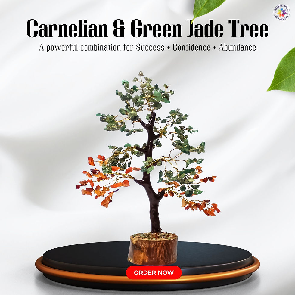 Thumbnail: Carnelian & Green Jade Crystal Tree for Wealth Attraction